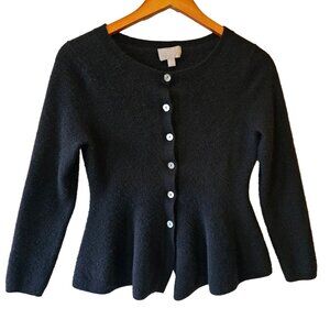 Pure Collection black 100% cashmere peplum cardigan sweater - size 6